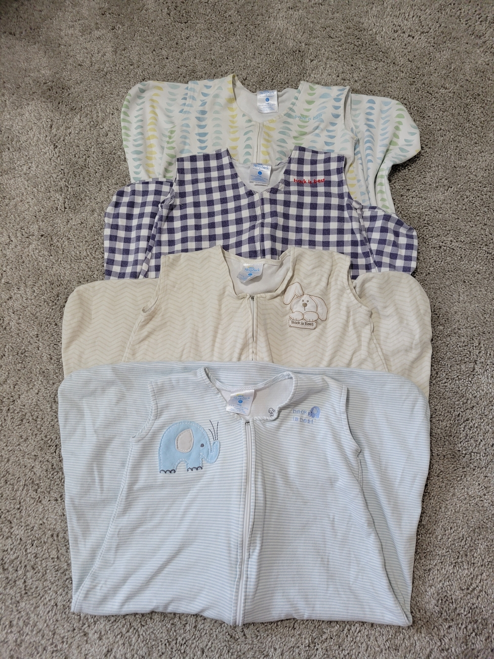 Lot of 4 Halo Sleep Sacks wearable blankets. Size Large, 12-18mo, 22-28lb